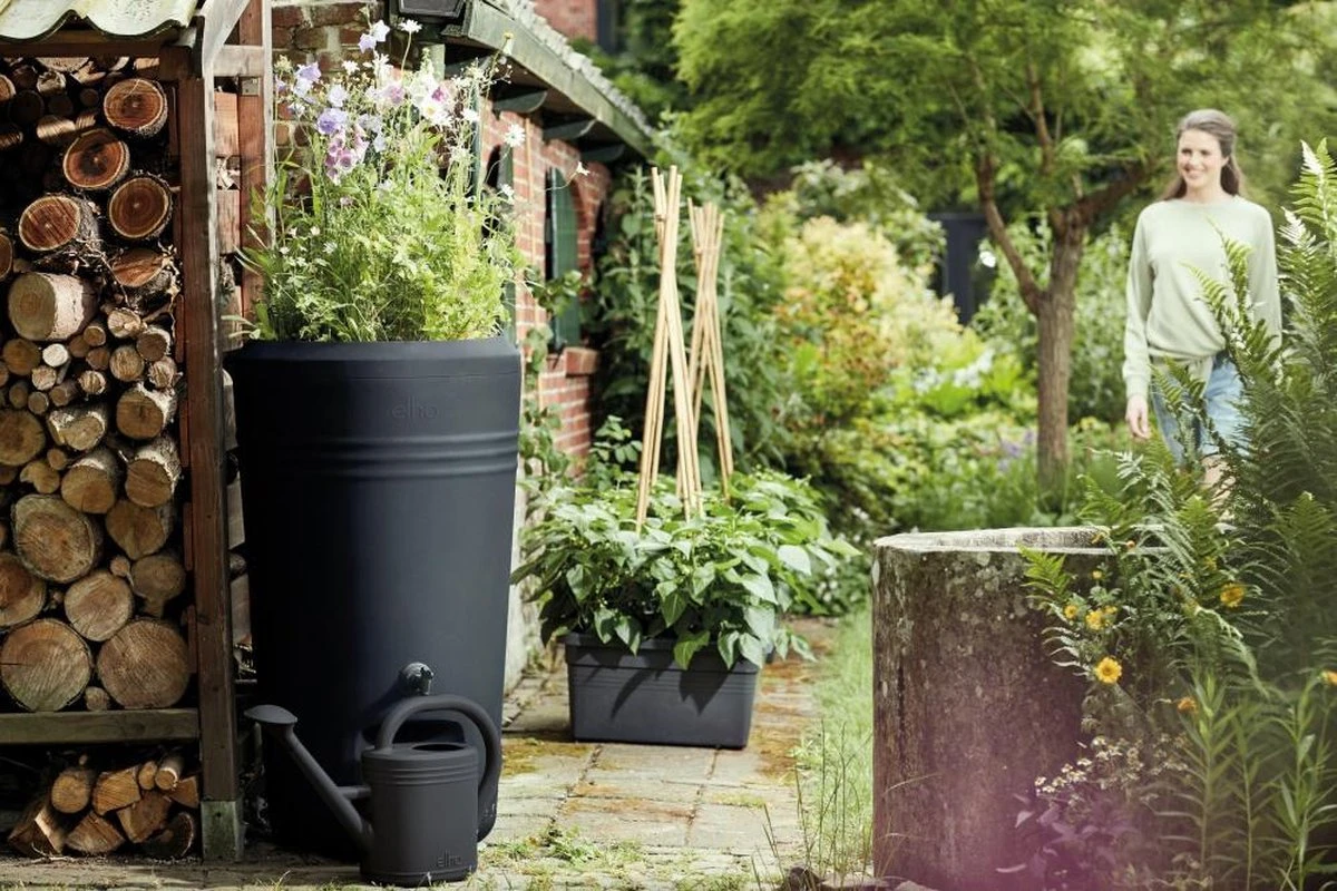 Elho Green Basics Regenton - Regenton - Living Black - Buiten - 200 Liter 7 Elho Green Basics Regenton - Regenton - Living Black - Buiten - 200 Liter - Afbeelding 7