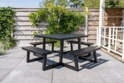 MaximaVida Vierkante Aluminium Picknicktafel Dex 215 Cm Zwart - Lage Instap -Tuinwinkel 1200x800 60