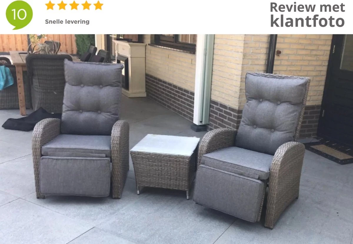 Loungeset Duoset Melia 2 Verstelbare Stoelen + Tafel - Balkonset 20 Loungeset Duoset Melia 2 Verstelbare Stoelen + Tafel - Balkonset - Afbeelding 20