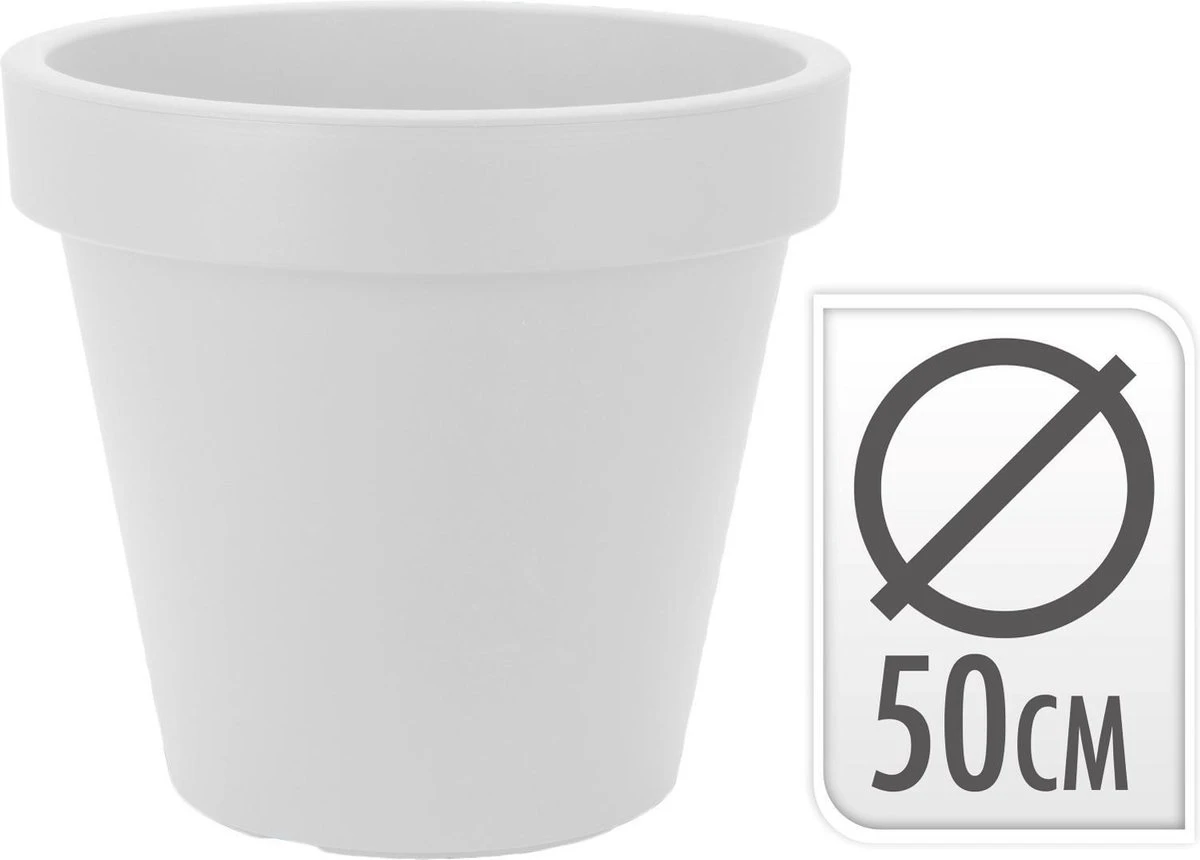 Kunststof Bloempot Wit Ø50 Cm - Hoogte 42 Cm 2 Kunststof Bloempot Wit Ø50 Cm - Hoogte 42 Cm - Afbeelding 2