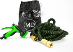 MD-Goods ® Super Sterk Uitrekbare Tuinslang Tot 30 Meter + GRATIS Tas En Koppelstuk - Tuinsproeier - Tuin Besproeien - Waterslang - Sproeikop - Groen - Flexibel Elastisch -Tuinwinkel 1200x865
