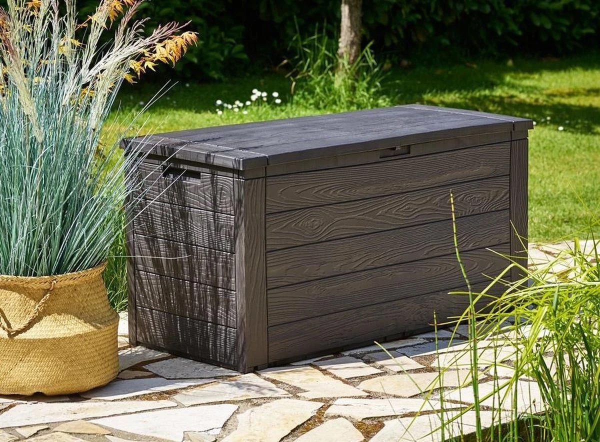 Merkloos Woody Tuin Opbergbox - 324 Liter 45x120x60 Cm - Tuinkussenbox - Antraciet/bruin 5 Merkloos Woody Tuin Opbergbox - 324 Liter 45x120x60 Cm - Tuinkussenbox - Antraciet/bruin - Afbeelding 5