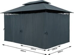 Casaria Paviljoen Topas 3x4m - UV-bescherming 50+ - Antraciet -Tuinwinkel 1200x898