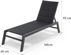 Blumfeldt Renazzo Lounge Ligstoel - Ligbed Voor De Tuin - Aluminium Tuinstoel - 6 Standen - Waterafstotend - Bekleding Van 70 % Pvc En 30 % Polyetheen - Zwart -Tuinwinkel 1200x940