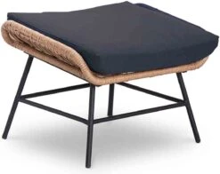 BUITEN Living Dex Wicker Loungestoel Tuin Incl. Wicker Voetenbank | Wicker + Aluminium | Bamboe Antraciet -Tuinwinkel 1200x951