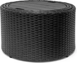 Casaria Polyrattan Zonne-Eiland Ø185cm – Incl. Kussens - Zwart Crème -Tuinwinkel 1200x976