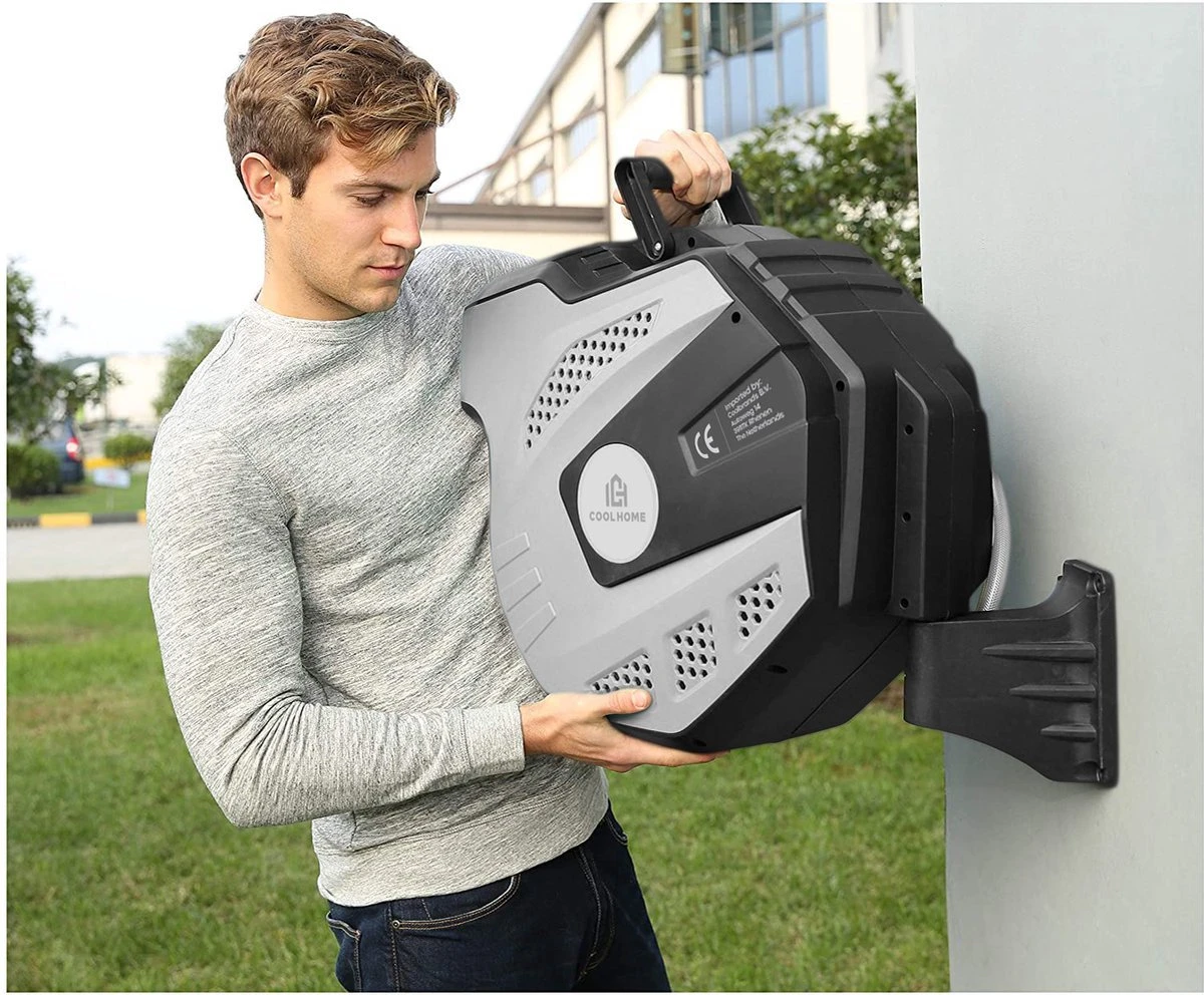 CoolHome Wandslangenbox 30 Meter + 2 Meter - Tuinslang Met Haspel- Slangenhouder 180° Draaibaar - Tuinslanghaspel Zwart - Grijs 6 CoolHome Wandslangenbox 30 Meter + 2 Meter - Tuinslang Met Haspel- Slangenhouder 180° Draaibaar - Tuinslanghaspel Zwart - Grijs - Afbeelding 6