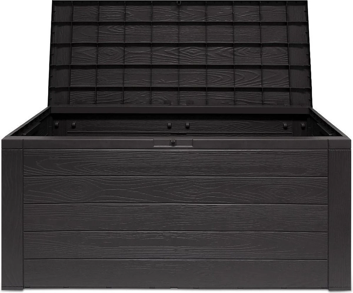 Merkloos Woody Tuin Opbergbox - 324 Liter 45x120x60 Cm - Tuinkussenbox - Antraciet/bruin 7 Merkloos Woody Tuin Opbergbox - 324 Liter 45x120x60 Cm - Tuinkussenbox - Antraciet/bruin - Afbeelding 7