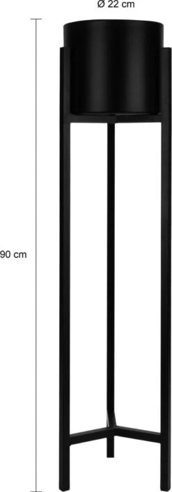 QUVIO Plantenstandaard Inclusief Pot - Staande Plantenbak - Metaal - Plantenbak - Plantenhouders - Planten Zuilen - Voor Buiten - Bloempot - 22 X 22 X 90 Cm - Zwart -Tuinwinkel 420x1200