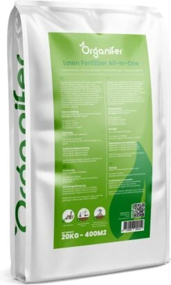 Gazonmest All-In-One (20Kg - Voor 400m2) Voor Een Diepgroen Sterk Gazon Zonder Mos En Onkruid - Complete Meststof Met Kalk En Grasversterker - Organifer