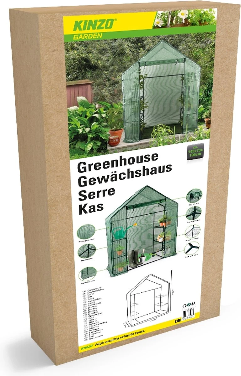 Kinzo Garden - Plastic Broeikas - Serre Van Meerdere Verdiepingen - 143 X 73 X 195 - Groen 6 Kinzo Garden - Plastic Broeikas - Serre Van Meerdere Verdiepingen - 143 X 73 X 195 - Groen - Afbeelding 6