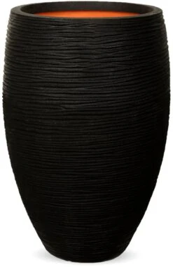 Capi Europe - Vaas Elegant Deluxe Rib NL - 56x84 - Zwart - Voor Binnen En Buiten - KBLR1132 -Tuinwinkel 779x1200