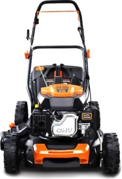 FUXTEC Grasmaaier Benzine - 46cm - Zelfrijdend / Zelftrekkend / Achterwielaandrijving - Mulchfunctie - Opvangbak 50L - FX-RM4646 -Tuinwinkel 818x1200