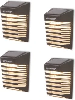 4x HOFTRONIC Dono - Solar Wandlamp Buiten - IP65 Waterdicht - Wintersolar Technologie Monokristal Zonnepaneel - 3000K Warm Wit (sfeervol) - Solar Tuinverlichting Zonne Energie