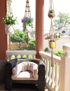 4 Stuks Luxe Jute Plantenhangers - Boho Handgeweven Katoen Hangpot Voor Binnen/Buiten - Hangende Bloempot Met Kralen - Macramé Touw/Koord Hangplant Houder - Bohemian Wandhanger Decoratie - Plant Hanger - Verticale Tuin Bloempothouder Planthanger -Tuinwinkel 923x1200 3