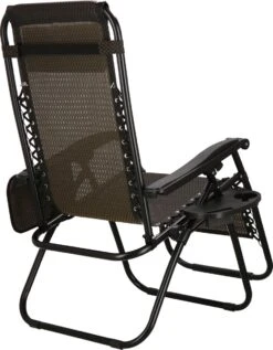 Springos Tuinstoel | Ligstoel | Opvouwbaar | Verstelbaar | Ergonomische Hoofdsteun | Bruin / Zwart -Tuinwinkel 934x1200